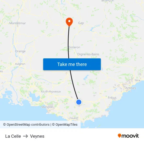 La Celle to Veynes map