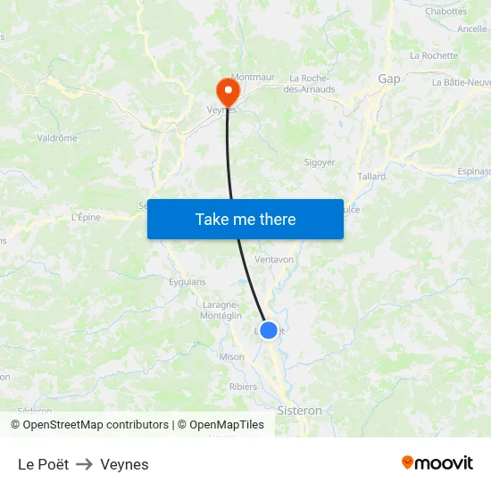 Le Poët to Veynes map