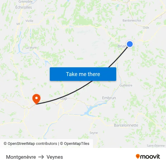 Montgenèvre to Veynes map