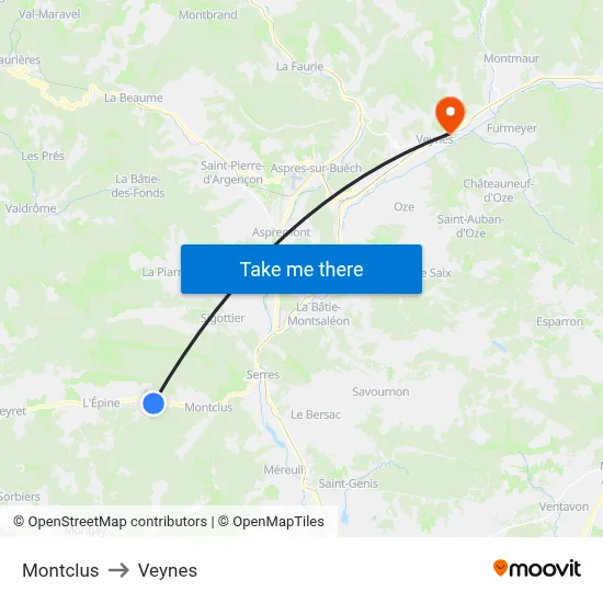 Montclus to Veynes map