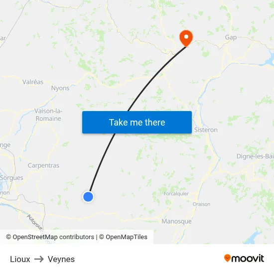 Lioux to Veynes map