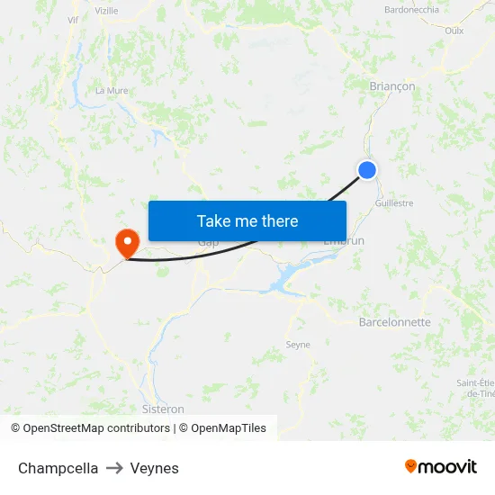 Champcella to Veynes map