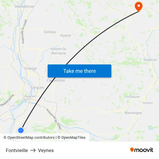 Fontvieille to Veynes map