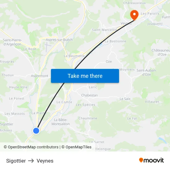 Sigottier to Veynes map