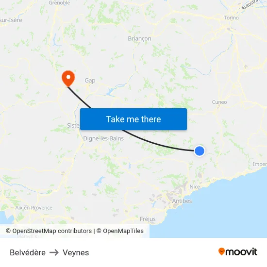 Belvédère to Veynes map