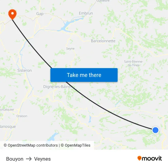 Bouyon to Veynes map