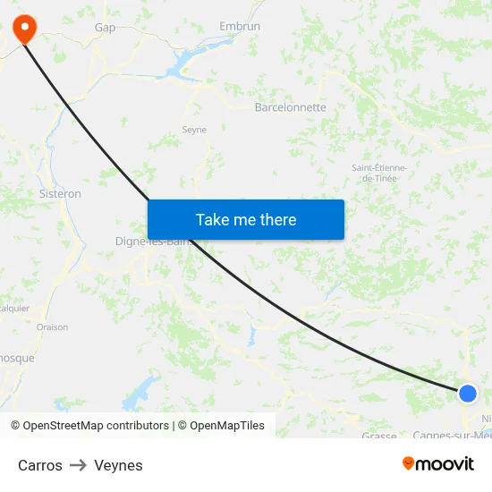 Carros to Veynes map