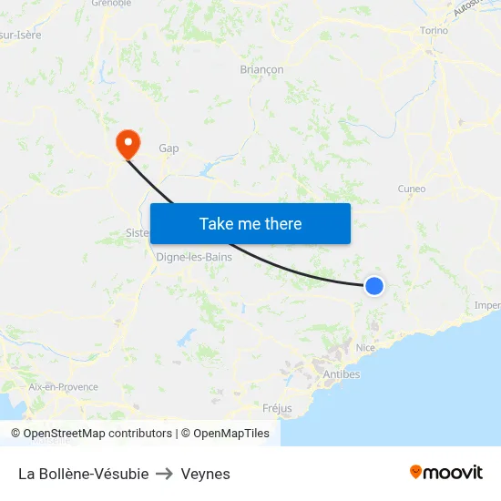 La Bollène-Vésubie to Veynes map