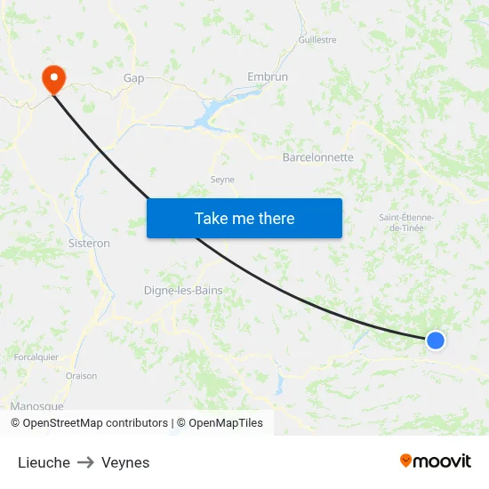 Lieuche to Veynes map