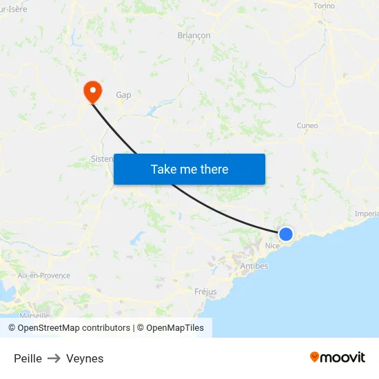 Peille to Veynes map
