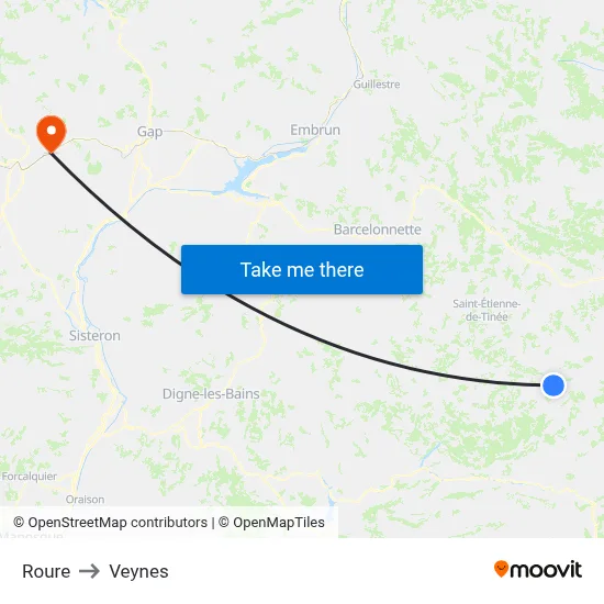 Roure to Veynes map