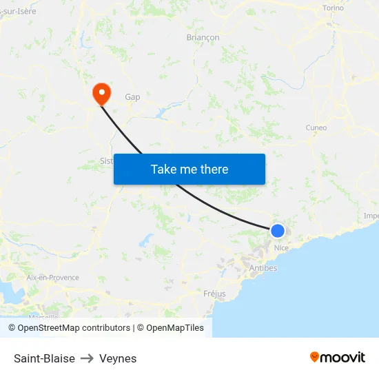 Saint-Blaise to Veynes map