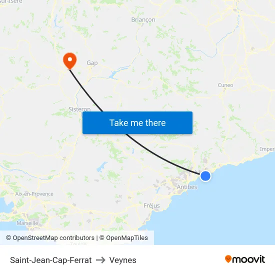 Saint-Jean-Cap-Ferrat to Veynes map
