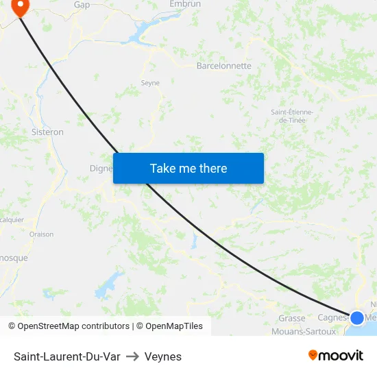 Saint-Laurent-Du-Var to Veynes map