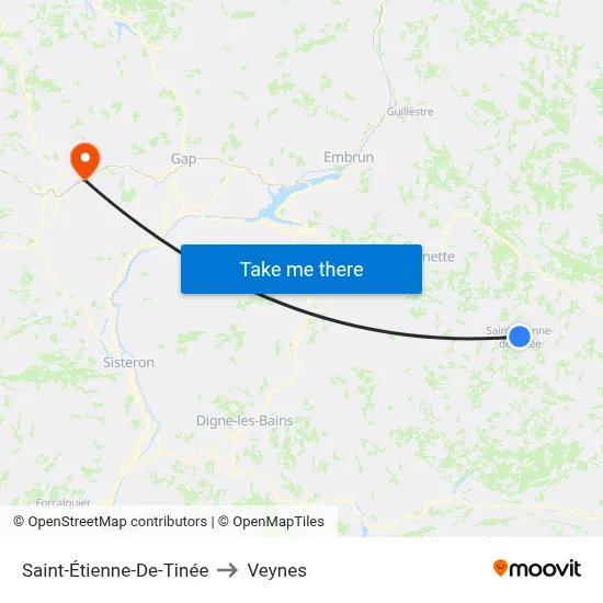 Saint-Étienne-De-Tinée to Veynes map