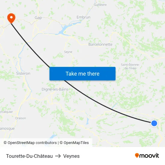 Tourette-Du-Château to Veynes map