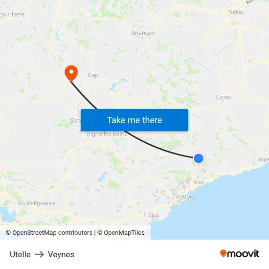 Utelle to Veynes map