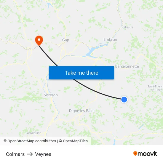 Colmars to Veynes map