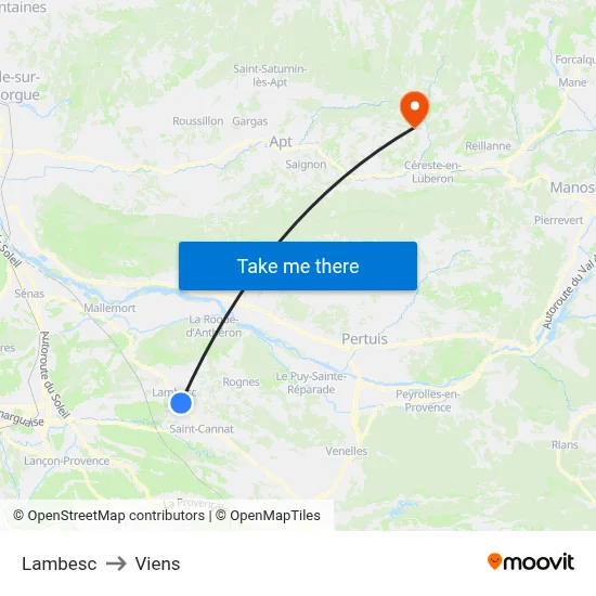 Lambesc to Viens map