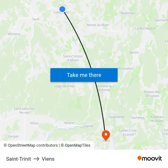 Saint-Trinit to Viens map