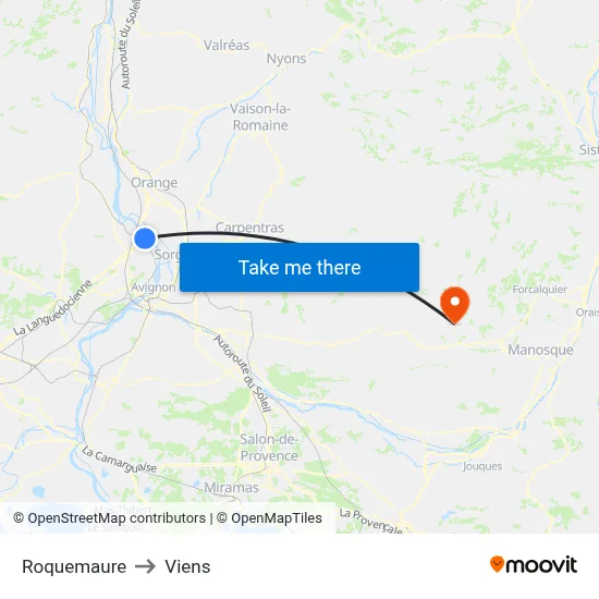 Roquemaure to Viens map