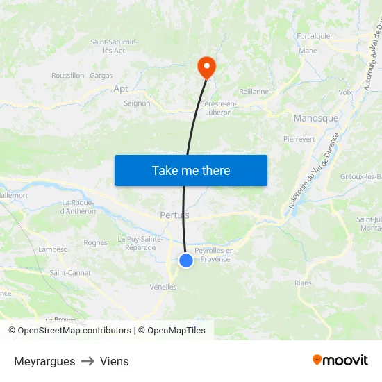 Meyrargues to Viens map