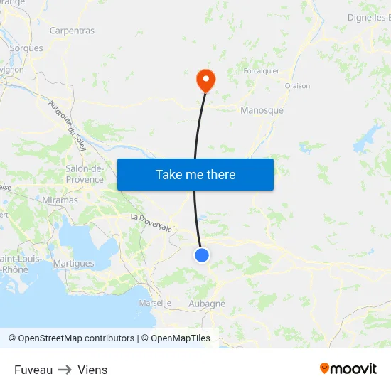 Fuveau to Viens map