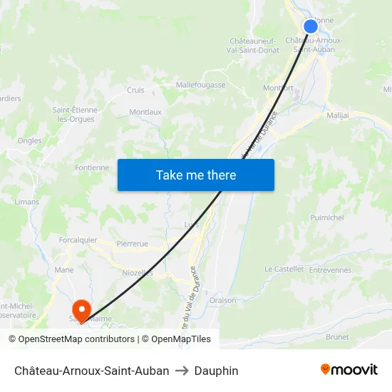 Château-Arnoux-Saint-Auban to Dauphin map