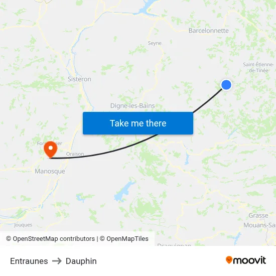 Entraunes to Dauphin map