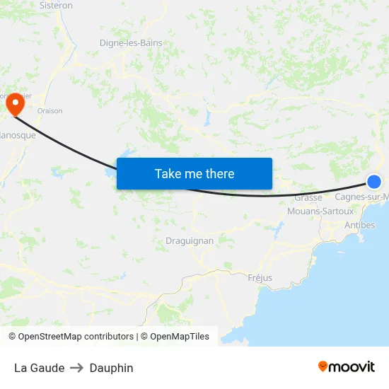 La Gaude to Dauphin map