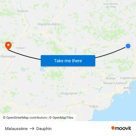 Malaussène to Dauphin map