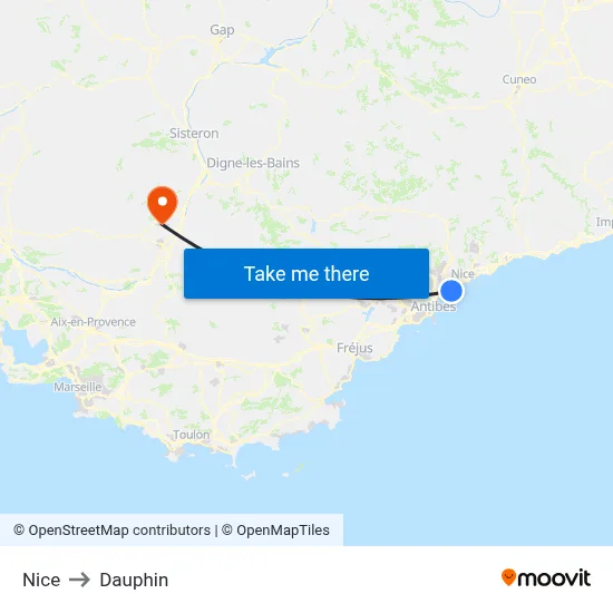Nice to Dauphin map
