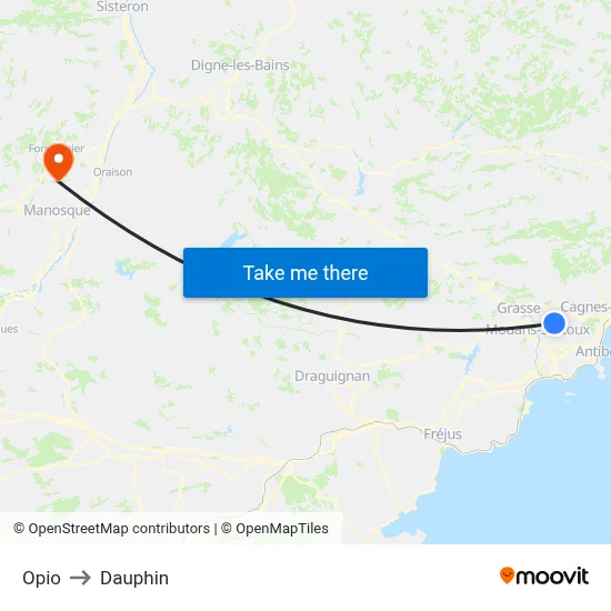 Opio to Dauphin map