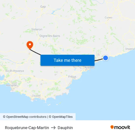 Roquebrune-Cap-Martin to Dauphin map