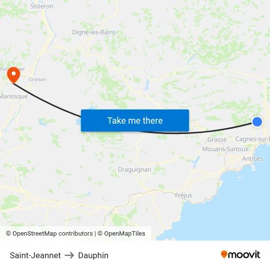 Saint-Jeannet to Dauphin map