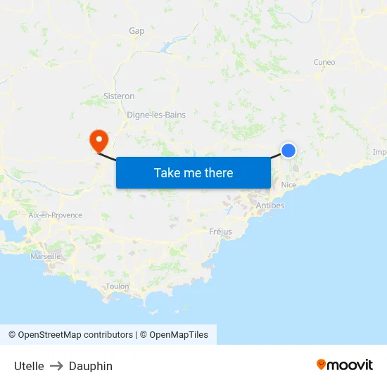 Utelle to Dauphin map