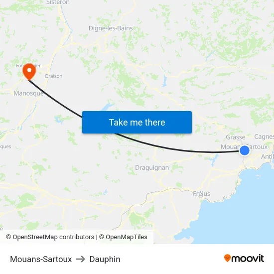 Mouans-Sartoux to Dauphin map