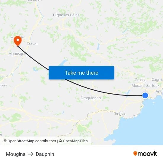 Mougins to Dauphin map