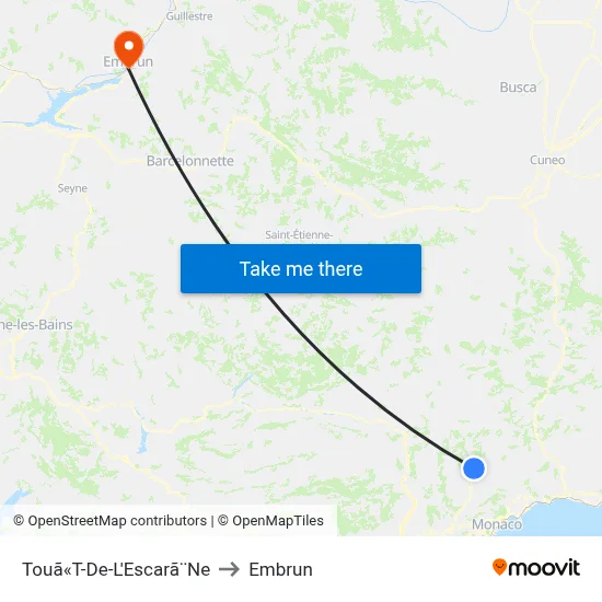 Touã«T-De-L'Escarã¨Ne to Embrun map