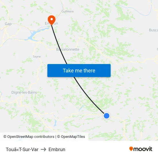 Touã«T-Sur-Var to Embrun map
