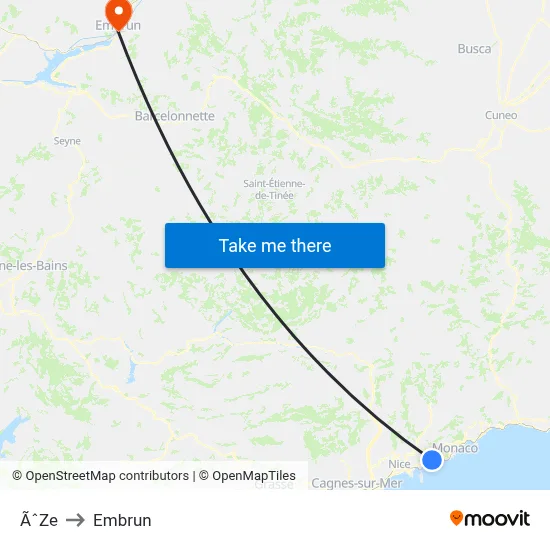 ÃˆZe to Embrun map
