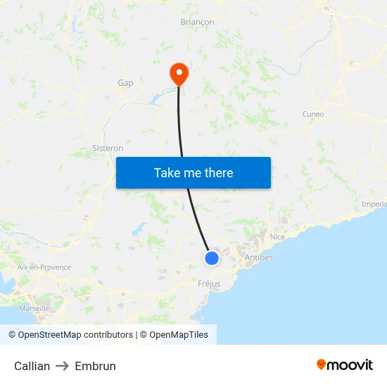 Callian to Embrun map