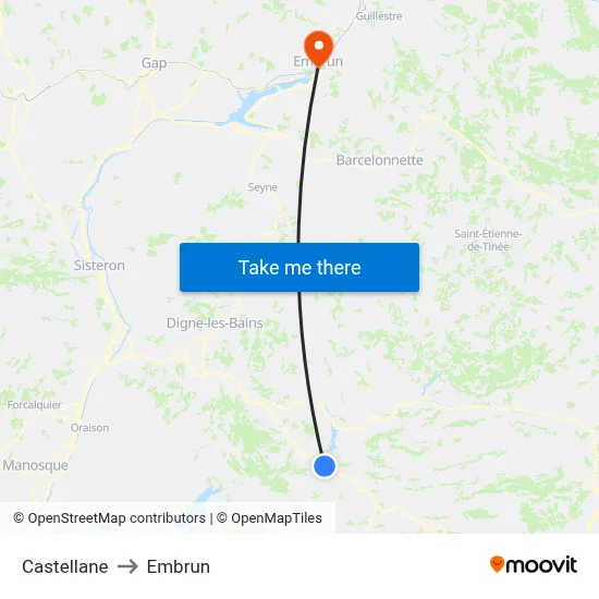 Castellane to Embrun map