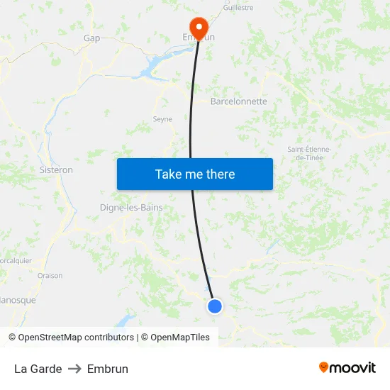 La Garde to Embrun map