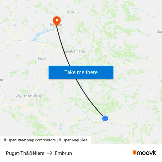 Puget-Thã©Niers to Embrun map