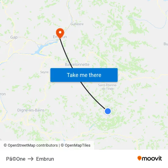 Pã©One to Embrun map
