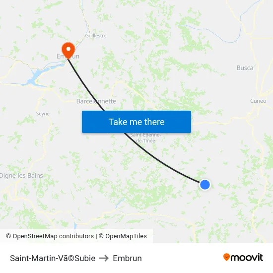 Saint-Martin-Vã©Subie to Embrun map