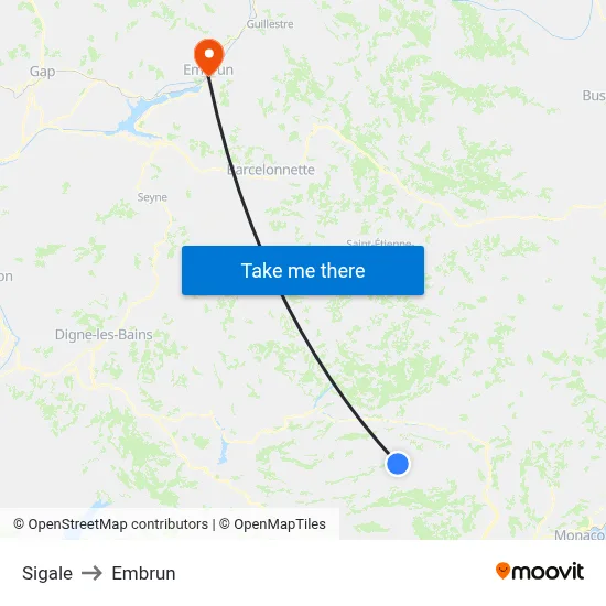 Sigale to Embrun map