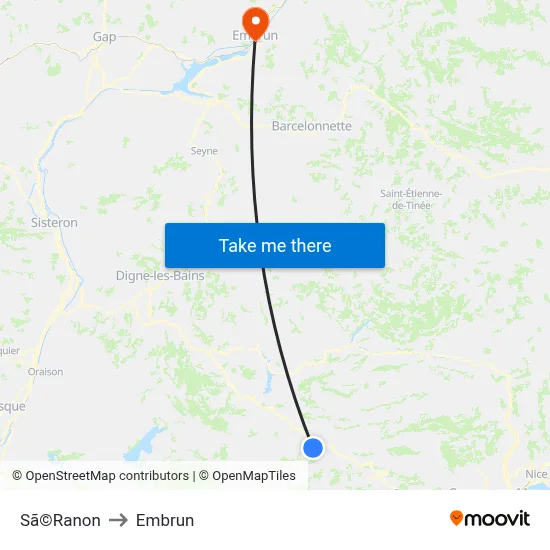 Sã©Ranon to Embrun map