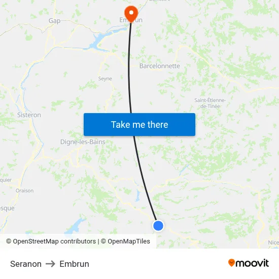 Seranon to Embrun map